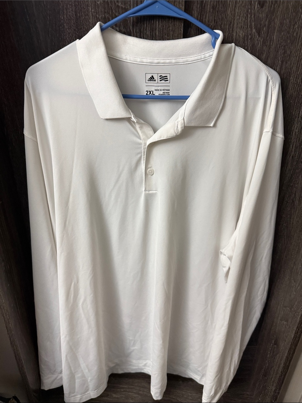 adidas Men’s White Long-Sleeve Polo